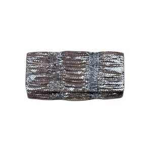 Jessica McClintock Sequin Clutch Metallic Tan Silver Evening Bag Removable Chain